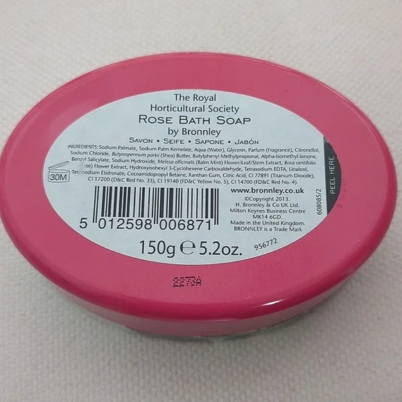 Bronnley Fine English Rose Bath Guest Soap NEW hostess gift tin 5.2 oz - Picture 5 of 6